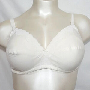 Leading Lady 437 Luxurious Nursing 100% Cotton Lace Trim Wire Free Bra 42D White